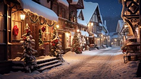 Premium AI Image | SnowCovered Village Christmas Scene