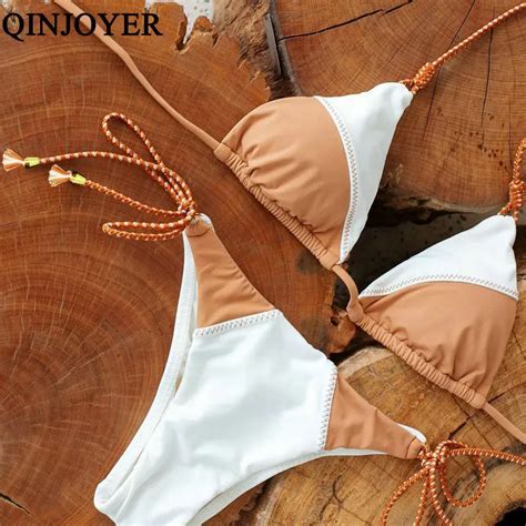 Qinjoyer Sexy Halter Brazilian Micro Bikini Mini Thong Swimsuit