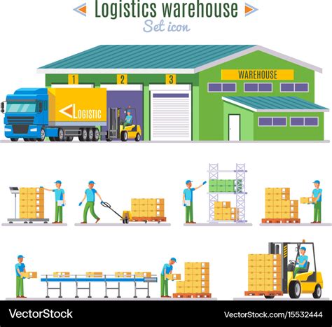 Logistic Warehouse Elements Collection Royalty Free Vector