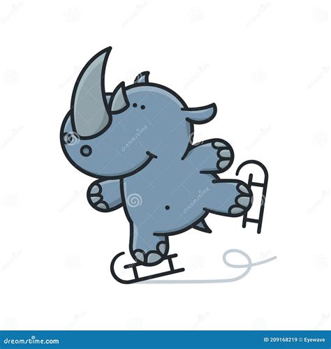 Ice-skating Rhino Cartoon Character Isolated Vector Illustration Stock Vector - Illustration of ...