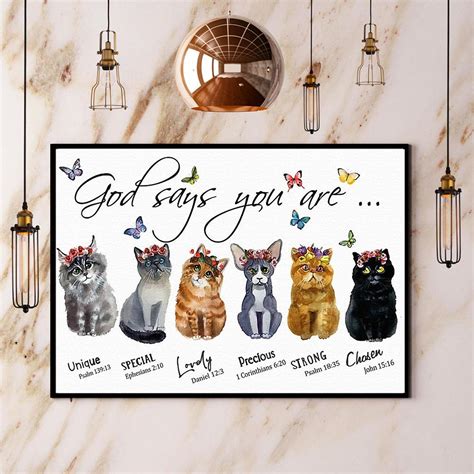 Cats God Say You Are Unique Special Lovely Paper Poster No Frame Matte