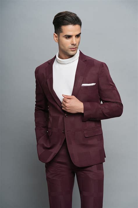 Rentbuy Maroon Solid Patch Full Suit Home Trial Free Delivery