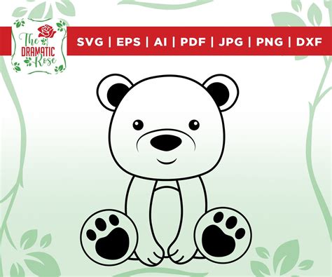 Teddy Bear Svg Bear Outline Svg Cute Teddy Bear Svg Teddy Etsy