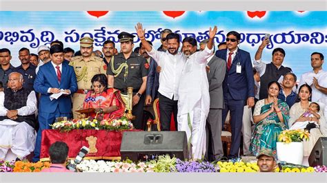 Revanth Reddy Sworn In As 1st Congress Cm Of Telangana Implements