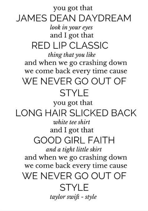 Taylor Swift Style Song Lyrics