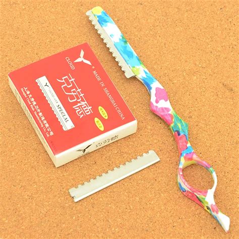 Meisha 1pcs Stainless Steel Hair Cutting Razor 10pcs Blades Salon Hairdressing Thinning Knife