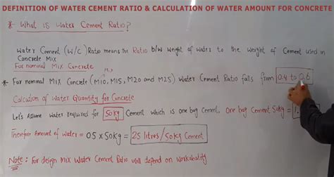 How to Calculate Amount of water for concrete | What is Water Cement Ratio