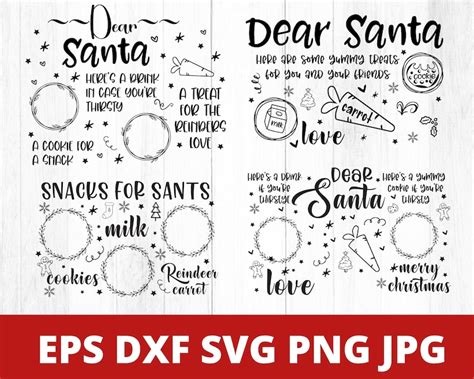 Dear Santa Tray Svg Bundle Christmas Svg Santa Tray Svg Santa Plate