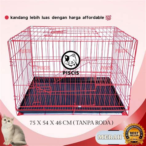 Jual KANDANG SANGKAR KUCING BESI LIPAT UKURAN XL 75X54X46 RODA MURAH