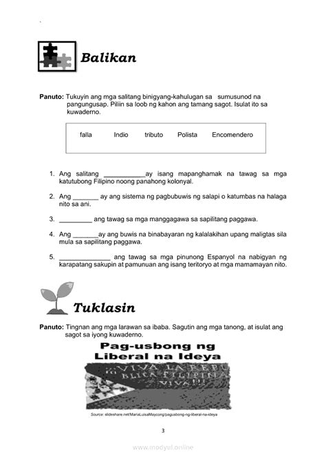 Grade Araling Panlipunan Modyul Kaugnayan Ng Pakikipaglaban Ng Mga