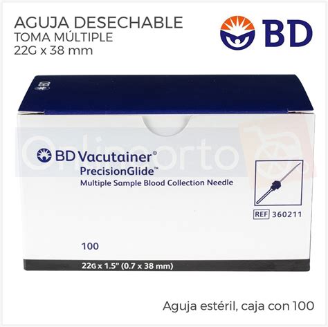 Aguja Vacutainer G X Mm Bd Negra Caja Con Pzas Env O Gratis