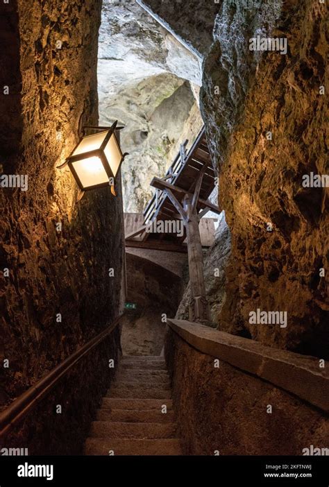 Inside a beautiful medieval cave castle, European Alps Stock Photo - Alamy