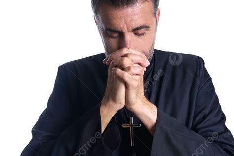 Praying Hands Priest Portrait Of Male Pastor Photo Background And