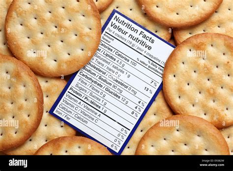 Nutrition facts per crackers with the background of the crackers Stock Photo - Alamy