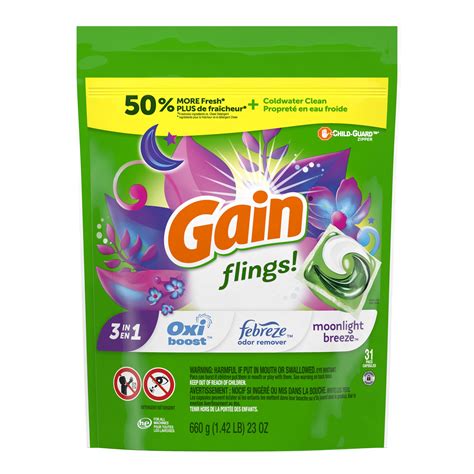 Gain Flings Laundry Detergent Soap Pods Moonlight Breeze Ct