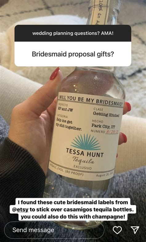 A Person Holding A Bottle Of Alcohol With The Caption Bridesmaid