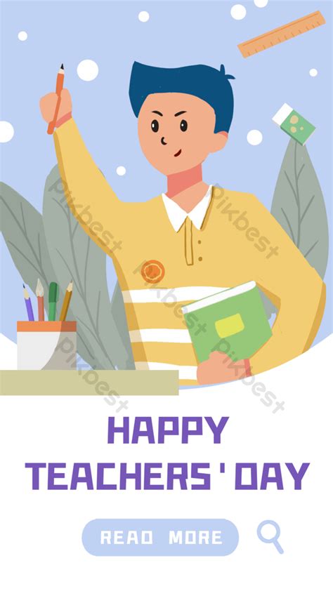 Happy Teachers Day Yellow Flat Style Poster Template | PSD Free ...