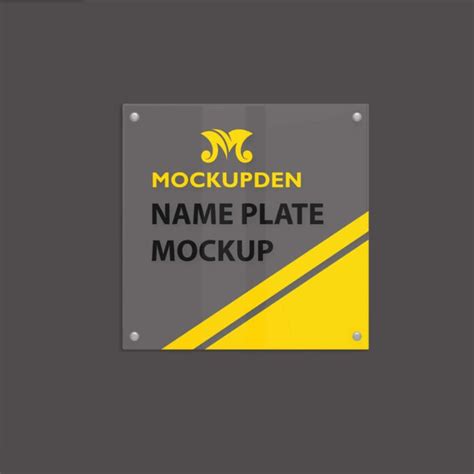 Free Name Plate Mockup PSD Template - Mockup Den