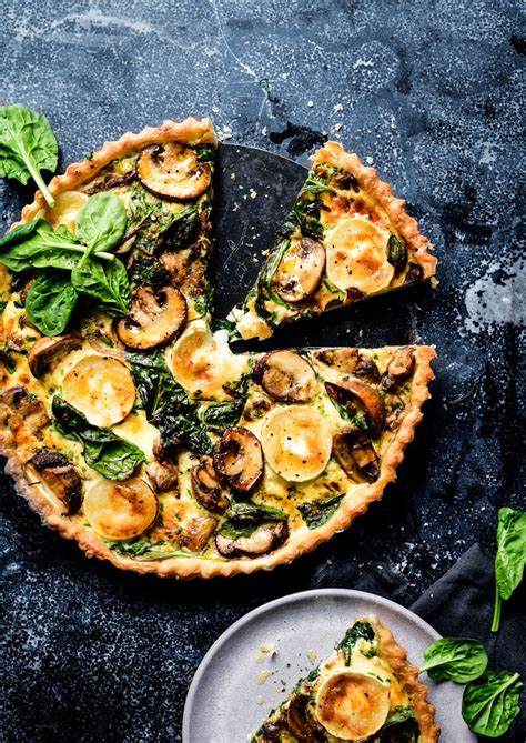 Quiche aux épinards aux champignons et au fromage de chèvre Recette