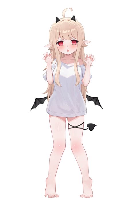 Bitseon Original Commentary Highres Girl Ahoge Black Horns Black Wings Blonde Hair
