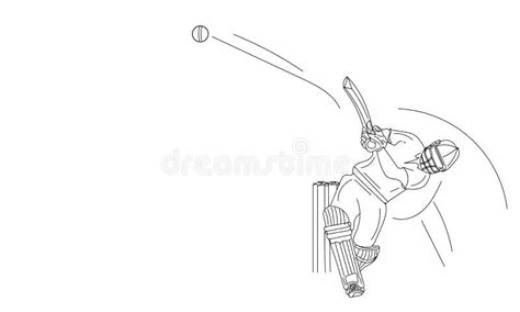 Outline Sketch Drawing of Indian Legend Batsman Cricket Shot, Cricket ...