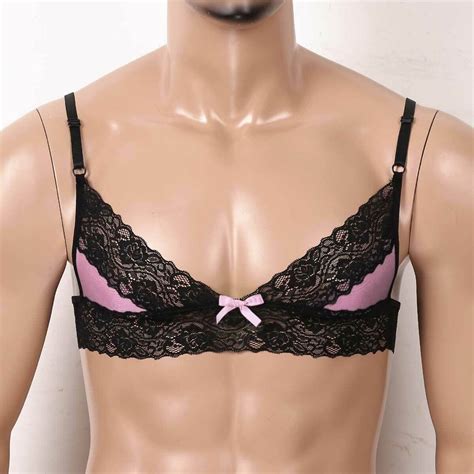 Sissy Men Lingerie Floral Lace Bralette Bra Crossdresser Underwear Crop Tank Top EBay