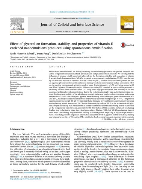 Journal Of Colloid And Interface Science Amir Hossein Saberi Yuan