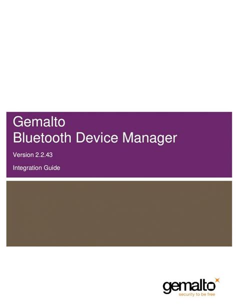 Pdf Gemalto Bluetooth Device Manager Audentiaaudentia Gestion Fr