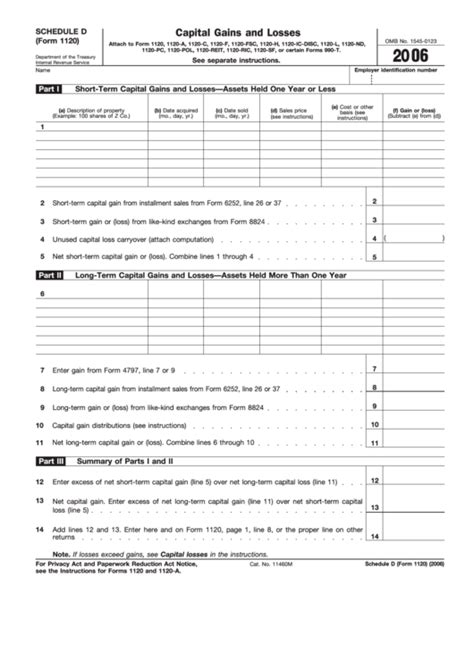 Fillable Schedule D Form Capital Gains And Losses