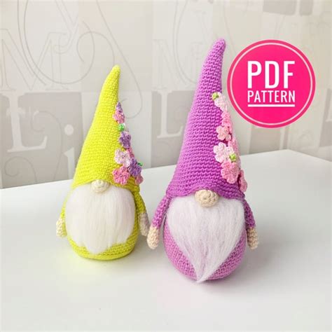 Crochet Gnome Pattern Amigurumi Pattern Pdf Spring Gnomes Etsy