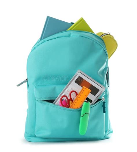 Bright Backpack With School Stationery Stock Photo Image Of Colorful