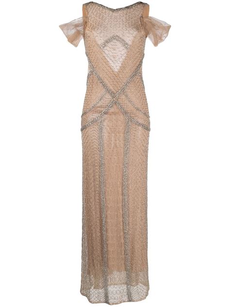 Atu Body Couture Crystal Embellished Scallop Effect Gown Farfetch