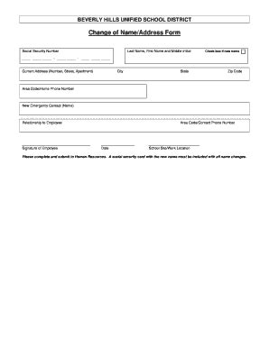 Fillable Online Change Of Name Address Form Beverly Hills Unified