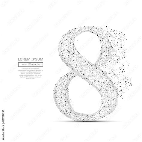 Grey eight with polygon line on abstract background. Polygonal space ...