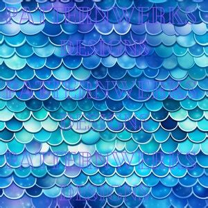 Blue Mermaid Scale Digital Paper Seamless Pattern Etsy