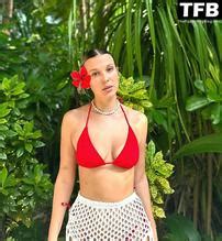 Millie Bobby Brown Sexy Photos Looking Stunning In A Hot Red Bikini Top AZNude