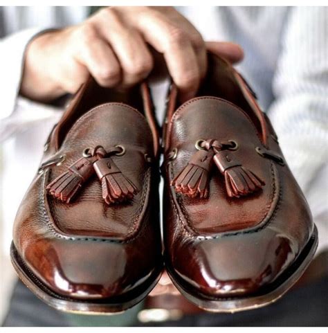 New Pure Handmade Burgundy Shaded Leather Tassel Loafer Rebelsmarket