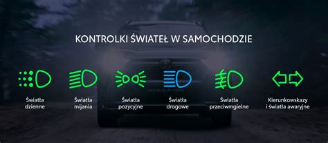 Kontrolki symbole i rodzaje świateł w samochodzie TOYOTA