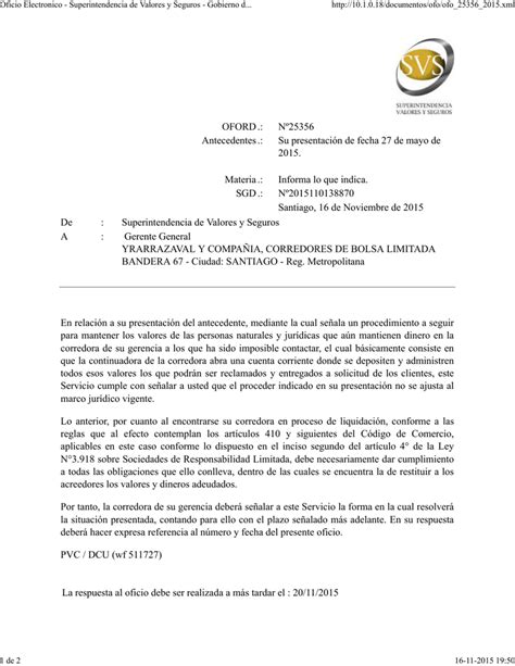 La Respuesta Al Oficio Debe Ser Realizada A Más Tardar El 20 11