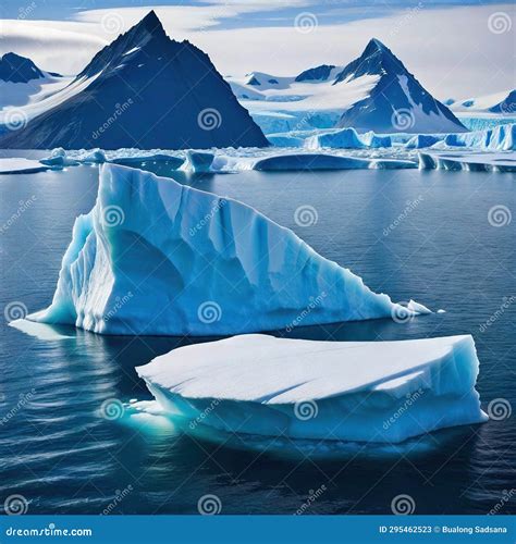 Arctic Iceberg at Greenland and Antarctica Melting Ice Polar Sea and