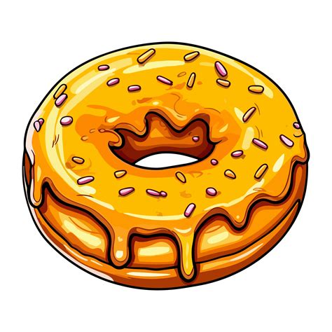 classic glazed donut clip art illustration. Transparent background
