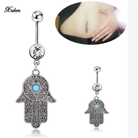 New Desgin Palm Belly Button Ring Surgical Steel Vintage Style Navel