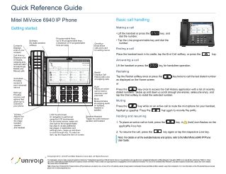 Mitel Quick Reference Guide