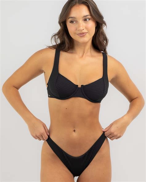 Shop Rip Curl Premium Surf Balconette Bikini Top In Black Fast