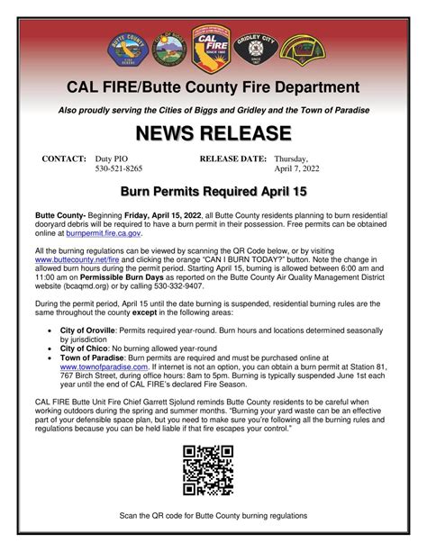 CAL FIRE to require burn permits to be required starting April 15