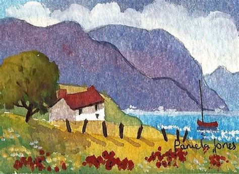 Aceo Original Watercolour Cottage By Scottish Loch Miniature Etsy Uk