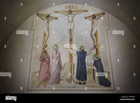 Fresco Crucifixion With Mourners And Saints Dominic And Thomas Aquinas