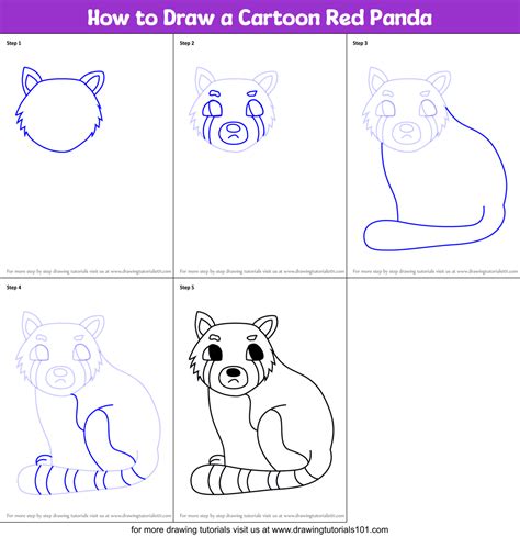 How to Draw a Cartoon Red Panda printable step by step drawing sheet : DrawingTutorials101.com