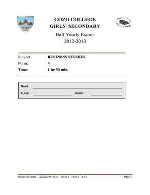 Fillable Online Gcss Skola Edu GOZO COLLEGE GIRLS SECONDARY Half