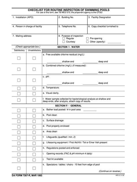 Residential Pool Inspection Checklist Fill Online Printable